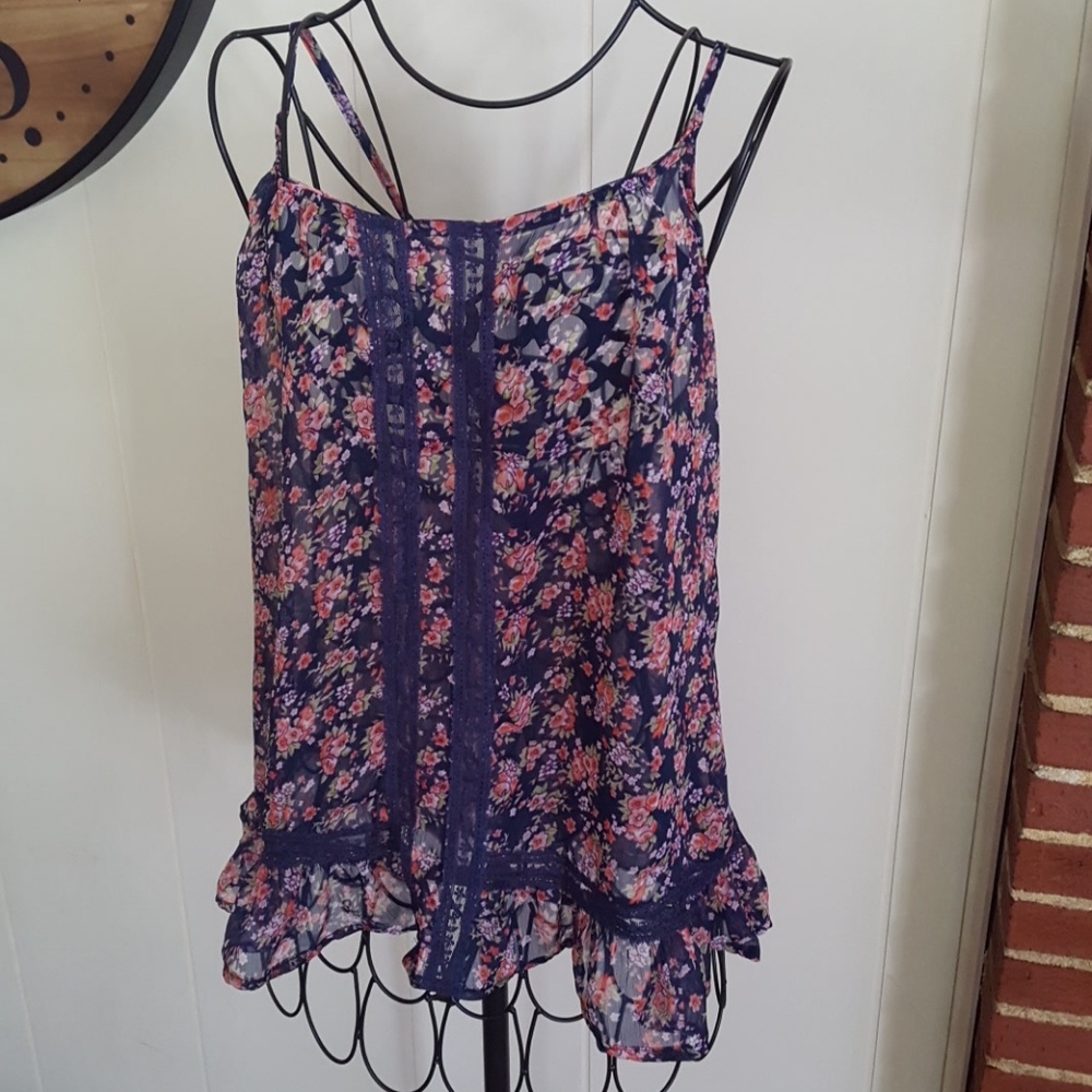 Fun & Flirt Boho Sheer Floral Blouse - Picture 3 of 4